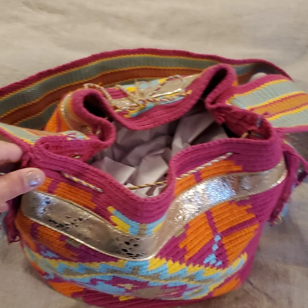 Handmade Colorful Festival Crossbody Bucket Bag – Boho Chic Travel Purse